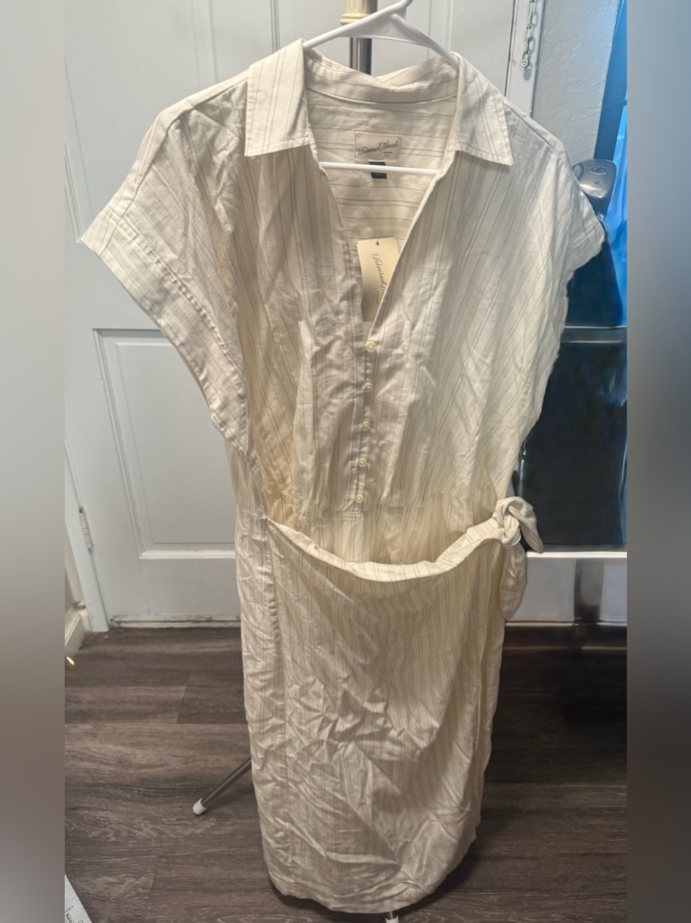 Universal Thread Cream Striped Dress with Ivory Tones